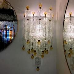  Barovier Toso Pair of Barovier Toso Glass Blocks with Gold Tulip Sconces 1940 - 1551563