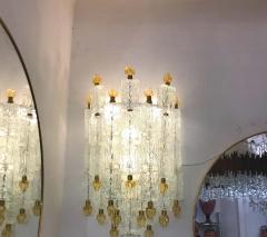  Barovier Toso Pair of Barovier Toso Glass Blocks with Gold Tulip Sconces 1940 - 1551565