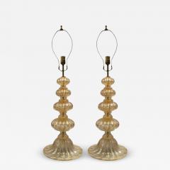  Barovier Toso Pair of Barovier Toso Gold Murano Italian Art Glass Table Lamps - 4419548