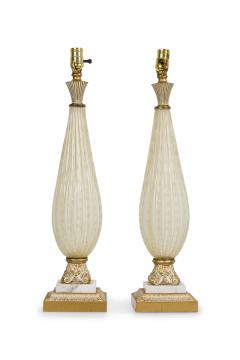  Barovier Toso Pair of Barovier Toso Italian Mid Century Bolle and Gold Fleck Table Lamps - 4656017