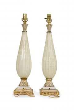  Barovier Toso Pair of Barovier Toso Italian Mid Century Bolle and Gold Fleck Table Lamps - 4656018