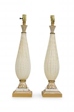  Barovier Toso Pair of Barovier Toso Italian Mid Century Bolle and Gold Fleck Table Lamps - 4656019