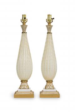  Barovier Toso Pair of Barovier Toso Italian Mid Century Bolle and Gold Fleck Table Lamps - 4656020