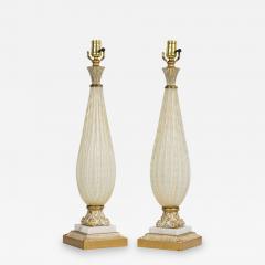 Barovier Toso Pair of Barovier Toso Italian Mid Century Bolle and Gold Fleck Table Lamps - 4708577