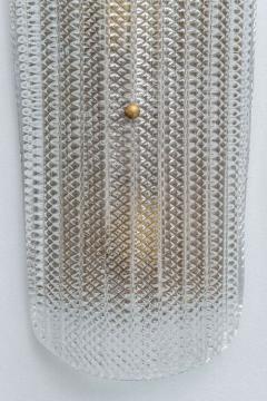  Barovier Toso Pair of Barovier and Toso Mid Century Italian Large Textured Glass Wall Sconces - 4274645