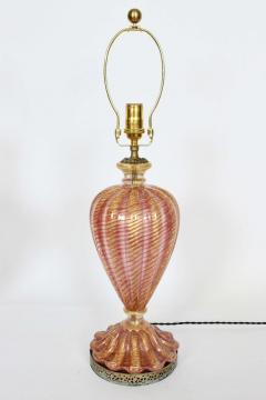  Barovier Toso Pair of Barovier e Toso Iridescent Rose Gold Murano Glass Table Lamps 1950s - 2928691