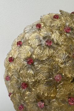  Barovier Toso Pair of Flowers Gold Leaf Murano Glass Sconces by Barovier Toso Italy 1960s - 3383359