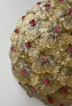  Barovier Toso Pair of Flowers Gold Leaf Murano Glass Sconces by Barovier Toso Italy 1960s - 3383362