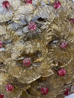  Barovier Toso Pair of Flowers Gold Leaf Murano Glass Sconces by Barovier Toso Italy 1960s - 3383364