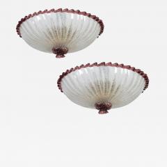  Barovier Toso Pair of Italian Murano Glass Ceiling Light by Barovier Toso 1950 - 3944553