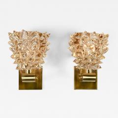  Barovier Toso Pair of Italian pink Murano rostrato glass wall lights - 4361738