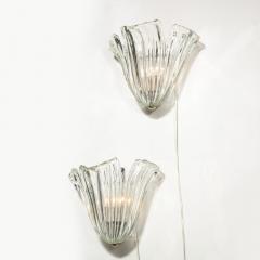  Barovier Toso Pair of Mid Century Translucent Stylized Anemone Sconces by Barovier e Toso - 2004932
