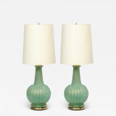  Barovier Toso Pair of Midcentury Channeled Table Lamps with Brass Detailing Barovier e Toso - 1650380
