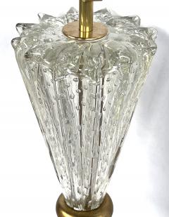  Barovier Toso Pair of Murano Barovier Toso Clear Bullicante Lamps with Pinched Mid section - 2986472