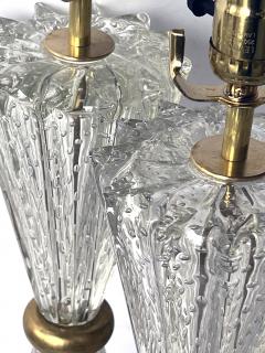  Barovier Toso Pair of Murano Barovier Toso Clear Bullicante Lamps with Pinched Mid section - 2986475