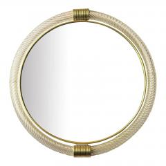  Barovier Toso Pair of Murano Glass Wall Mirrors in Gold Leaf Torciglione Venetian Design - 4567436