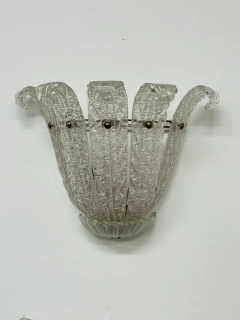  Barovier Toso Pair of Murano Glass Wall Sconces by Barovier Toso Fleur de Lis Mid Century - 2489191