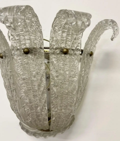  Barovier Toso Pair of Murano Glass Wall Sconces by Barovier Toso Fleur de Lis Mid Century - 2489231