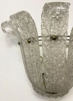  Barovier Toso Pair of Murano Glass Wall Sconces by Barovier Toso Fleur de Lis Mid Century - 2489244