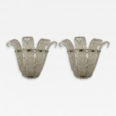  Barovier Toso Pair of Murano Glass Wall Sconces by Barovier Toso Fleur de Lis Mid Century - 2490514