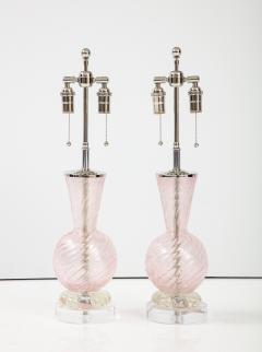  Barovier Toso Pair of Pink Barovier Murano Glass Lamps  - 2806250