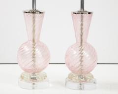  Barovier Toso Pair of Pink Barovier Murano Glass Lamps  - 2806259