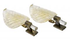  Barovier Toso Pair of Vintage Italian Barovier Toso Leaf Form Murano Glass Wall Light Sconces - 3894715