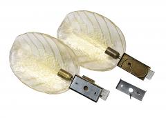  Barovier Toso Pair of Vintage Italian Barovier Toso Leaf Form Murano Glass Wall Light Sconces - 3894717