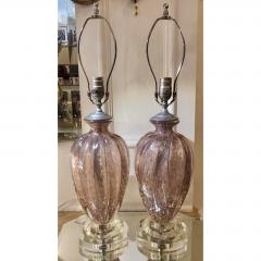  Barovier Toso Pair of Vintage Pink Murano Italian Art Glass Designer Lamps by Barovier Toso - 1734614