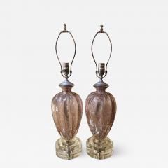  Barovier Toso Pair of Vintage Pink Murano Italian Art Glass Designer Lamps by Barovier Toso - 1734982