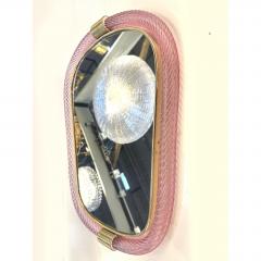  Barovier Toso Pink Murano Glass Wall Mirror With Torciglione Torchon in Barovier Style - 4567106