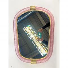  Barovier Toso Pink Murano Glass Wall Mirror With Torciglione Torchon in Barovier Style - 4567108
