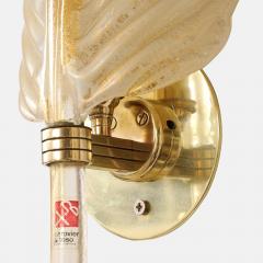  Barovier Toso Rare Large Pair of Leaf Glass Sconces with Gold Leaf Inclusions by Barovier - 4788312