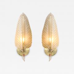  Barovier Toso Rare Large Pair of Leaf Glass Sconces with Gold Leaf Inclusions by Barovier - 4789802