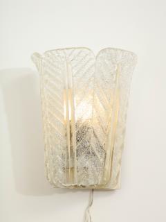  Barovier Toso Single Regato Glass Sconce by Barovier Toso 1938 Italy - 2959318