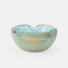  Barovier Toso Turquoise Glass Bowl in Graffito Lattimo with Gold Inclusions by Barovier Toso - 4565651