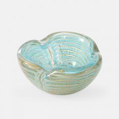  Barovier Toso Turquoise Glass Bowl in Graffito Lattimo with Gold Inclusions by Barovier Toso - 4565653