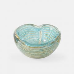  Barovier Toso Turquoise Glass Bowl in Graffito Lattimo with Gold Inclusions by Barovier Toso - 4565654