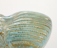  Barovier Toso Turquoise Glass Bowl in Graffito Lattimo with Gold Inclusions by Barovier Toso - 4565658