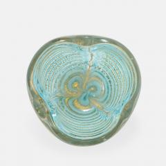  Barovier Toso Turquoise Glass Bowl in Graffito Lattimo with Gold Inclusions by Barovier Toso - 4565659