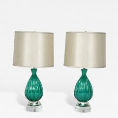  Barovier Toso Turquoise Murano Glass Lamps by Barovier - 428275