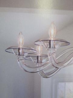  Barovier Toso Two Clear Italian Midcentury Style Hand Blown Murano Venetian Glass Chandelier - 1746393