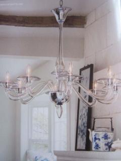  Barovier Toso Two Clear Italian Midcentury Style Hand Blown Murano Venetian Glass Chandelier - 1746398