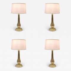  Barovier Toso Two Pairs Mid Century Modern Style Murano Venetian Clear Gold Glass Table Lamps - 1821706