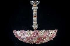  Barovier Toso Venetian Pink and Gilt Flower Glass Chandelier by Barovier e Toso 1950 - 1445519