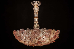  Barovier Toso Venetian Pink and Gilt Flower Glass Chandelier by Barovier e Toso 1950 - 1445529