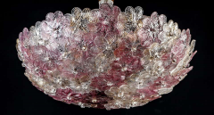  Barovier Toso Venetian Pink and Gilt Flower Glass Chandelier by Barovier e Toso 1950 - 1445534