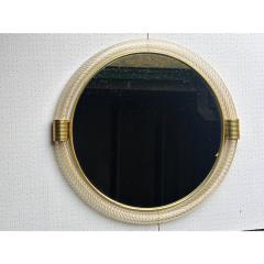  Barovier Toso Venetian Round Torgiglione Torchon Murano Glass Wall Mirror in Barovier Style - 4302857