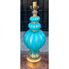  Barovier Toso Vintage 1950 s Murano Aqua Blue Italian Art Glass Lamp - 2936256