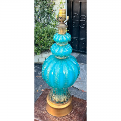  Barovier Toso Vintage 1950 s Murano Aqua Blue Italian Art Glass Lamp - 2936260